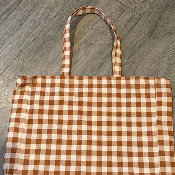 Sezane Vichy Gingham Tote in Brown - Picture 3 of 6